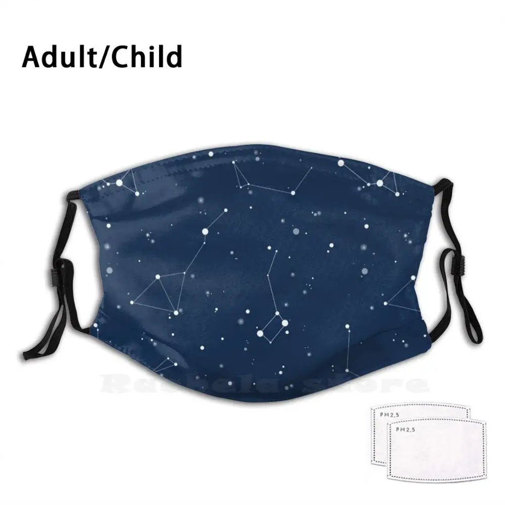 

Navy Night Sky Funny Print Reusable Pm2.2518 Filter Face Mask Night Sky Stars Star Constellations Astronomy Astrology Star