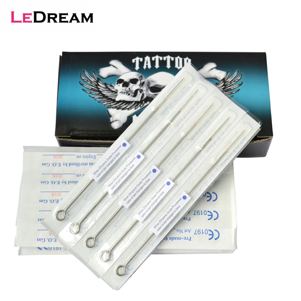 

50PCS/Lot Disposable Sterilized Tattoo Needles Curved Round Liner Tattoo Pen Supply Accessory Tattoo Cartridges Needles RL RS RM