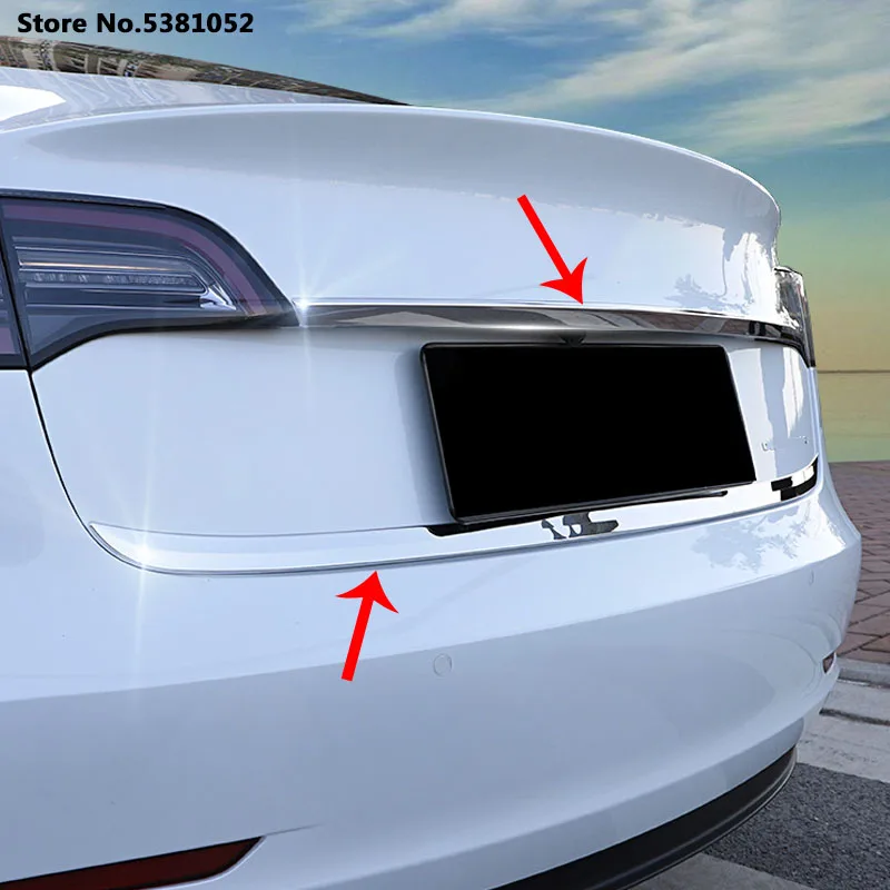 

Car Styling For Tesla Model 3 2021 2020 2019 Stainless Steel Tailgate Decoration Strip Trunk Rear Door Trim Anti-Collision