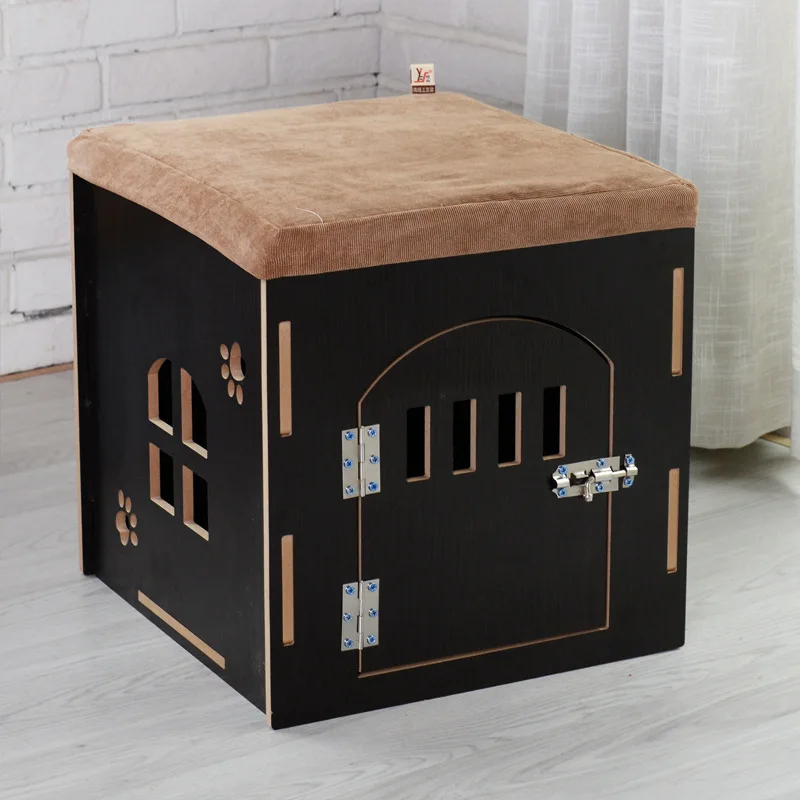 Cathouse Doghouse Indoor  Box Type Wooden Cat House Four Seasons Removable and Washable Multifunctional Stool Dog  Pet Bed