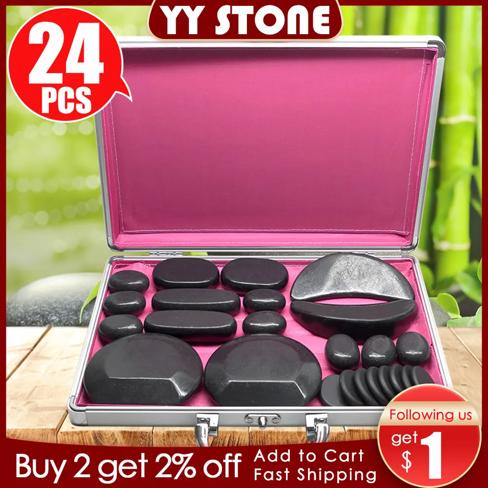 Tontin Hot Stone Massage Set Heater Box Relieve Stress Back Pain Health Care Lava Basalt round massage tool Stones for Health