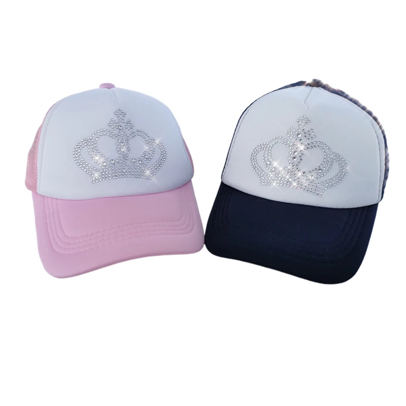 baby girl hat cap  crown diamond embroidery accessories 2-8 years baseball cap summer sun truck hat girls kid cap for children