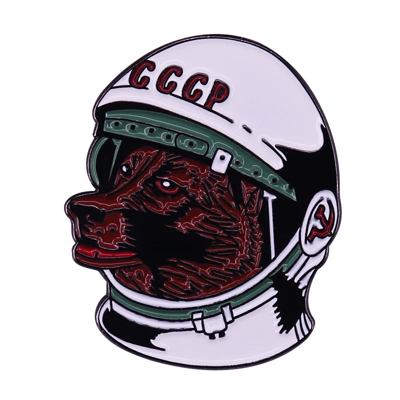 

Astronaut Laika Dog CCCP Pin Soviet Union The First Space Traveler Badge Funny Cool Gift