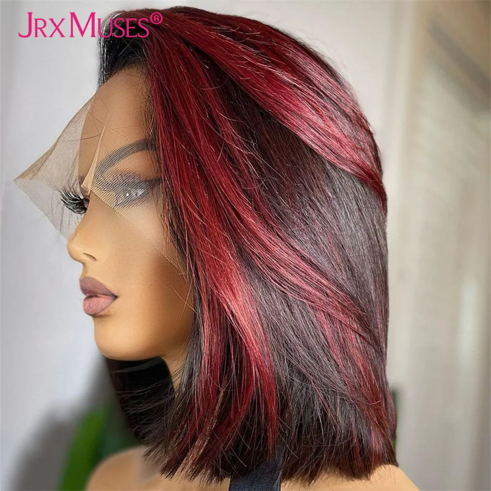 1B/27 Short Bob Wig Human Hair Wigs 1B/99J Side Part Pre Plucked Brazilian Remy Hair13x4 Lace Wig For Black Women