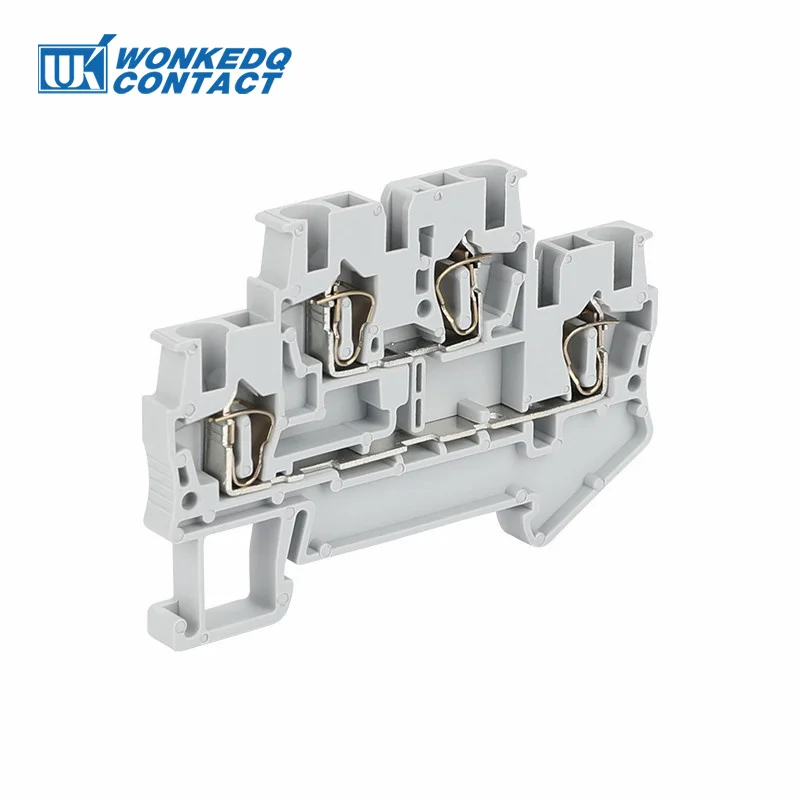 STTB2.5 50Pcs Double Level Electrical Connectors 2 Layer Spring-cage ST Type Wiring Return Pull STTB 2.5 Din Rail Terminal Block