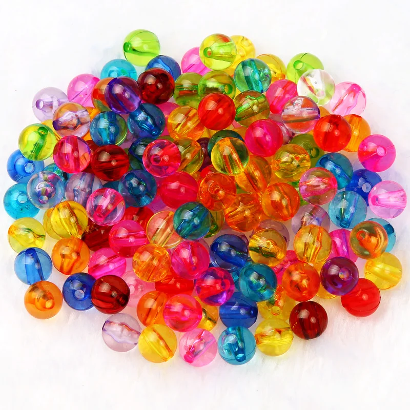 5Pcs 8mm Transparent Colorful Acrylic Beads Round Ball Spacer Loose Beads For Jewelry Making Bracelet Diy Accessories