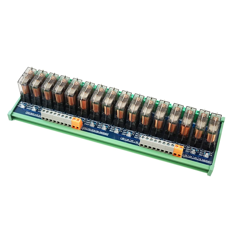 16-Channel Transparent Single Open DC 24V Relays Hongfa Relay Module 16A Electromagnetic Relays for Electronical Cabinet Control