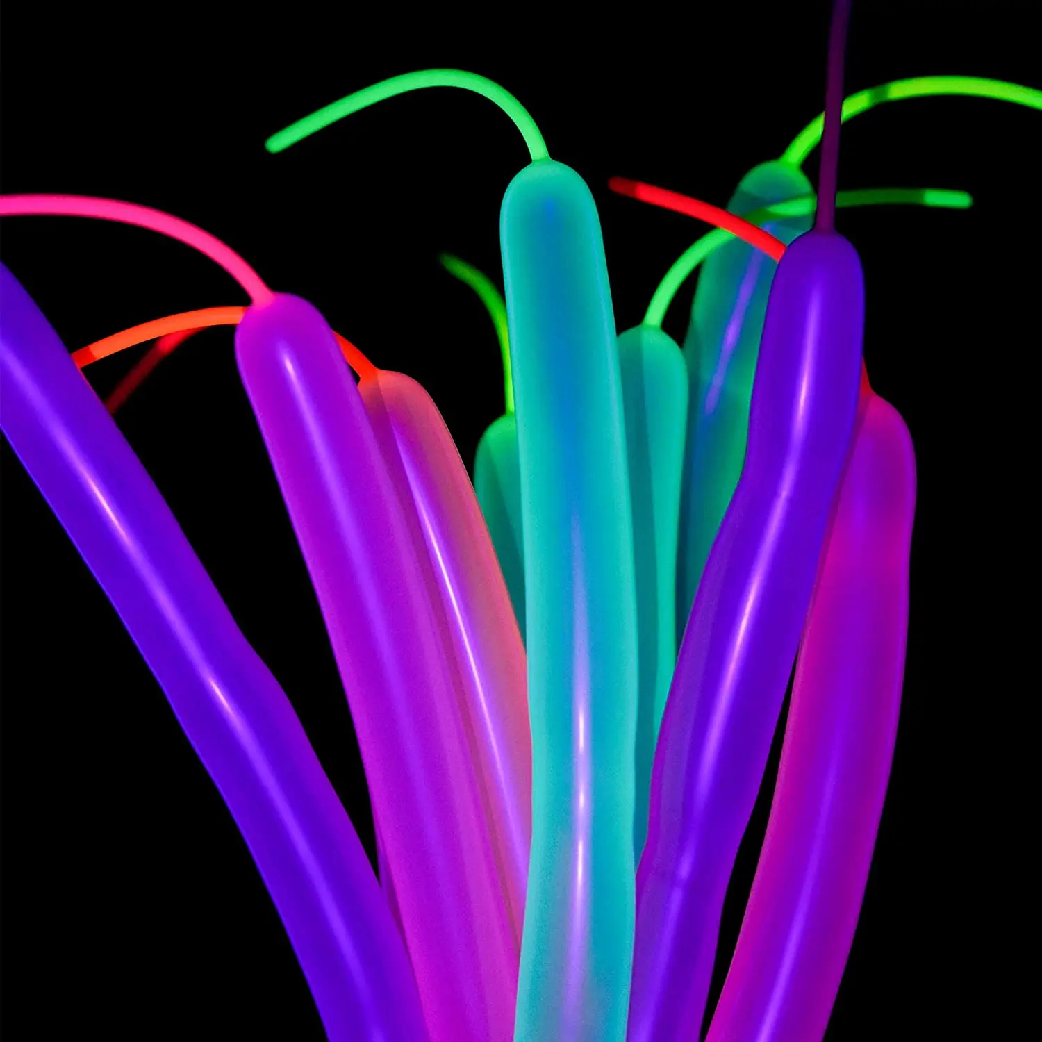 Thicken 120 Magic Balloons 100 Pack Neon Glow Balloons Long Strip Neon Balloons Mixed Color DIY Birthday Party Decor Baby Shower view 4