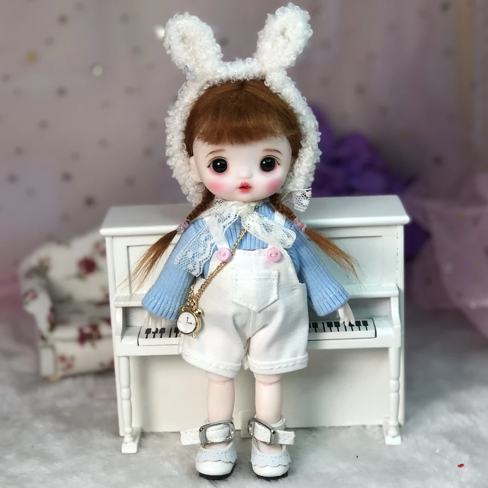 1/8 Scale BJD 16cm Super Cute Princess Dress Up Doll OB11 Joints Body Figures Hand Makeup Mini Dolls Model Toys Gift For Girls