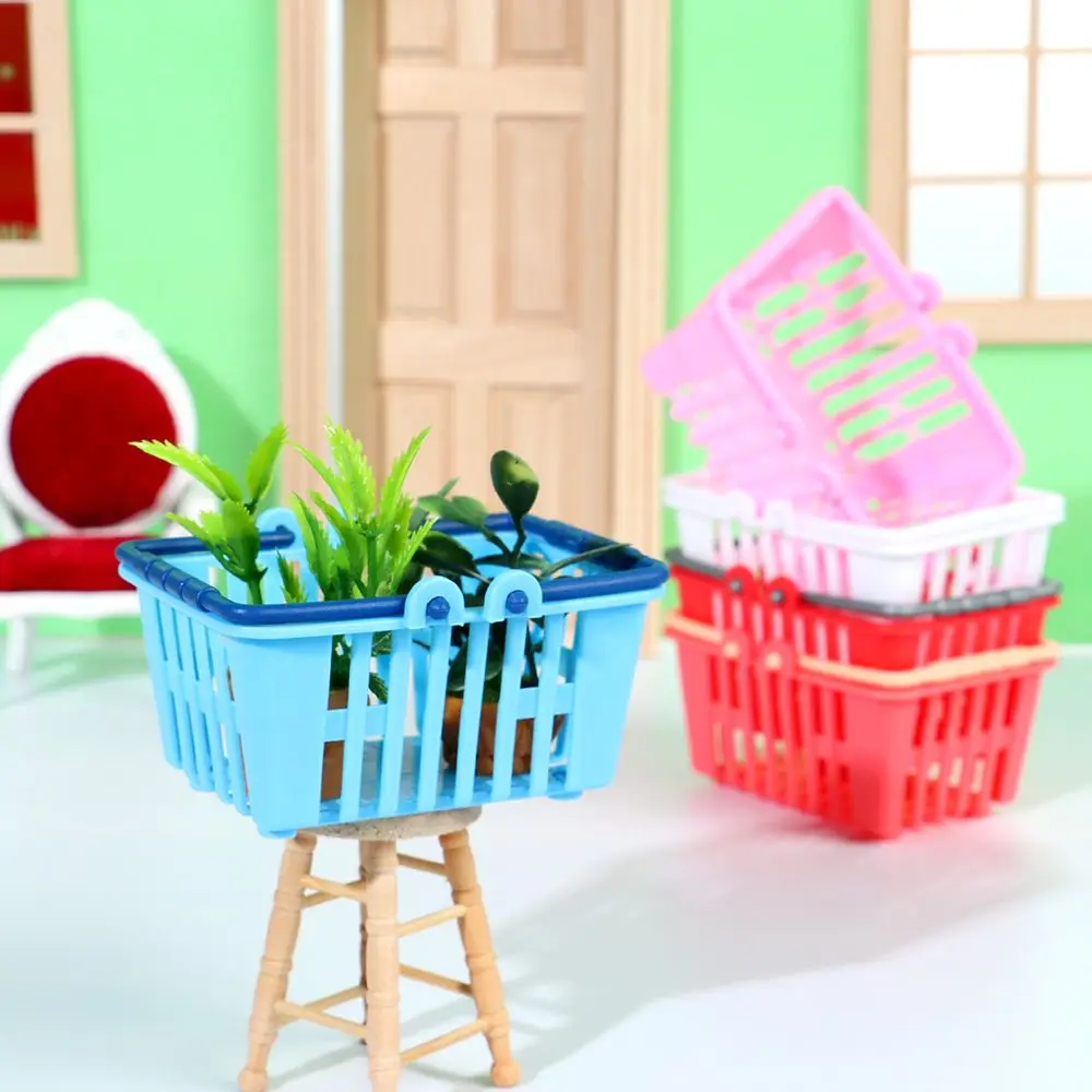 Mini Shopping Basket For Doll House Food Basket Supermarket Shopping Toy Miniature Furniture Model Props Doll Accessories