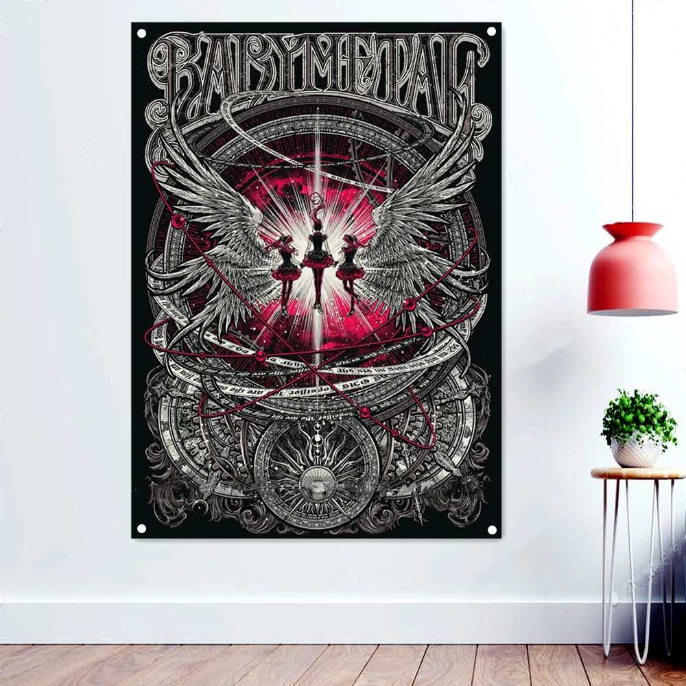 BABYMETAE Vintage Rock Music Band Banner Wall Art Home Decoration Death Metal Artist Poster Scary Blood Skull Flag Hanging Cloth