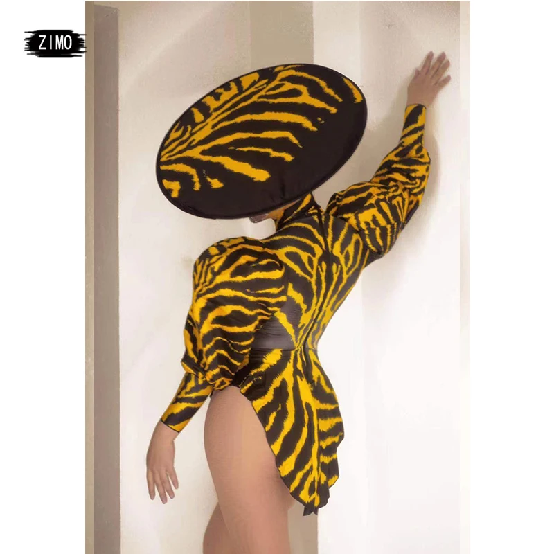 Modern Festival Party Opening Pole Jazz Disco Dance Women Singer leopard print set outfit Stage Wear Performace Clothes show bar