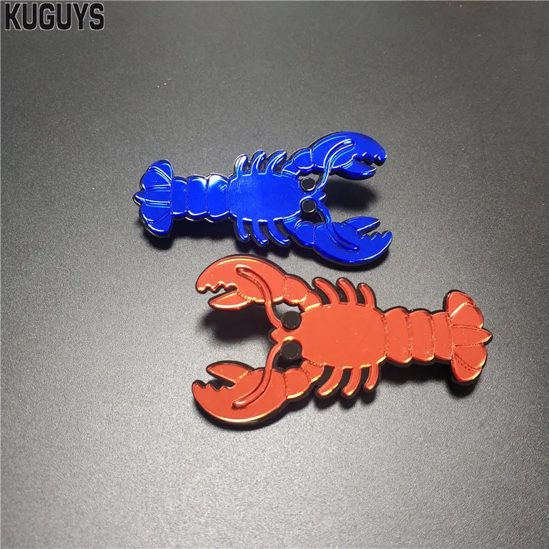 KUGUYS Blue Red Lobster Mirror Acrylic Brooch for Women Jewelry Novelty Accessories