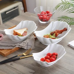 Creative Ceramic Pure White Hotel Tableware Fruit Salad Tableware Dish Snack Western Dining Home Tableware Kitchen Dining Bowls