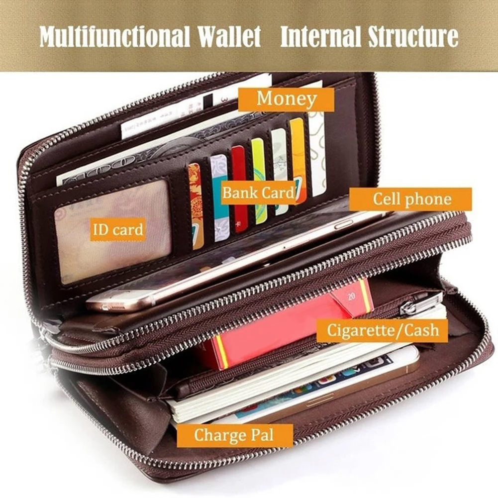 wallet men Fashion Faux Leather Men Clutch Bag Large Capacity Card Cash Holder Long Wallet wallets for men  portfel damski 2020