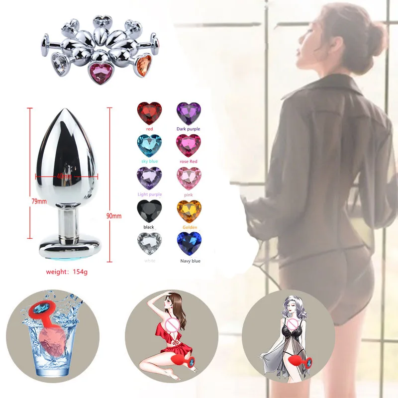 Heart Shaped Stainless Steel Anal Plug Diamond Butt Plug Crystal Anus Toys Prostate Massager Adult Products Sex Toys for Women