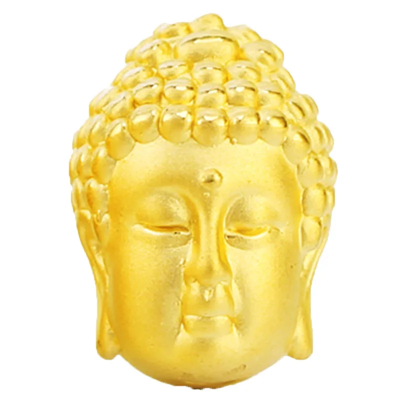 1pcs Real 999 Real 24K Yellow Gold Pendant For Women Men 3D Hard Gold Double Side Buddha Head