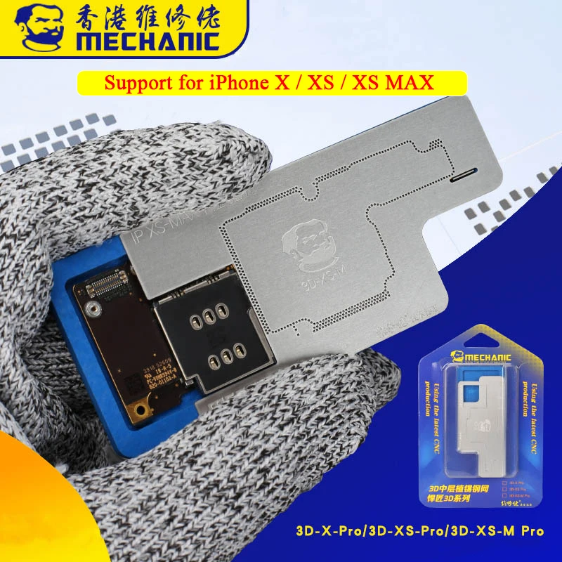 MECHANIC 3D BGA Stencil for iPhone X XS XS MAX Motherboard Middle Layer Planting Tin Steel Net BGA Reballing Kit