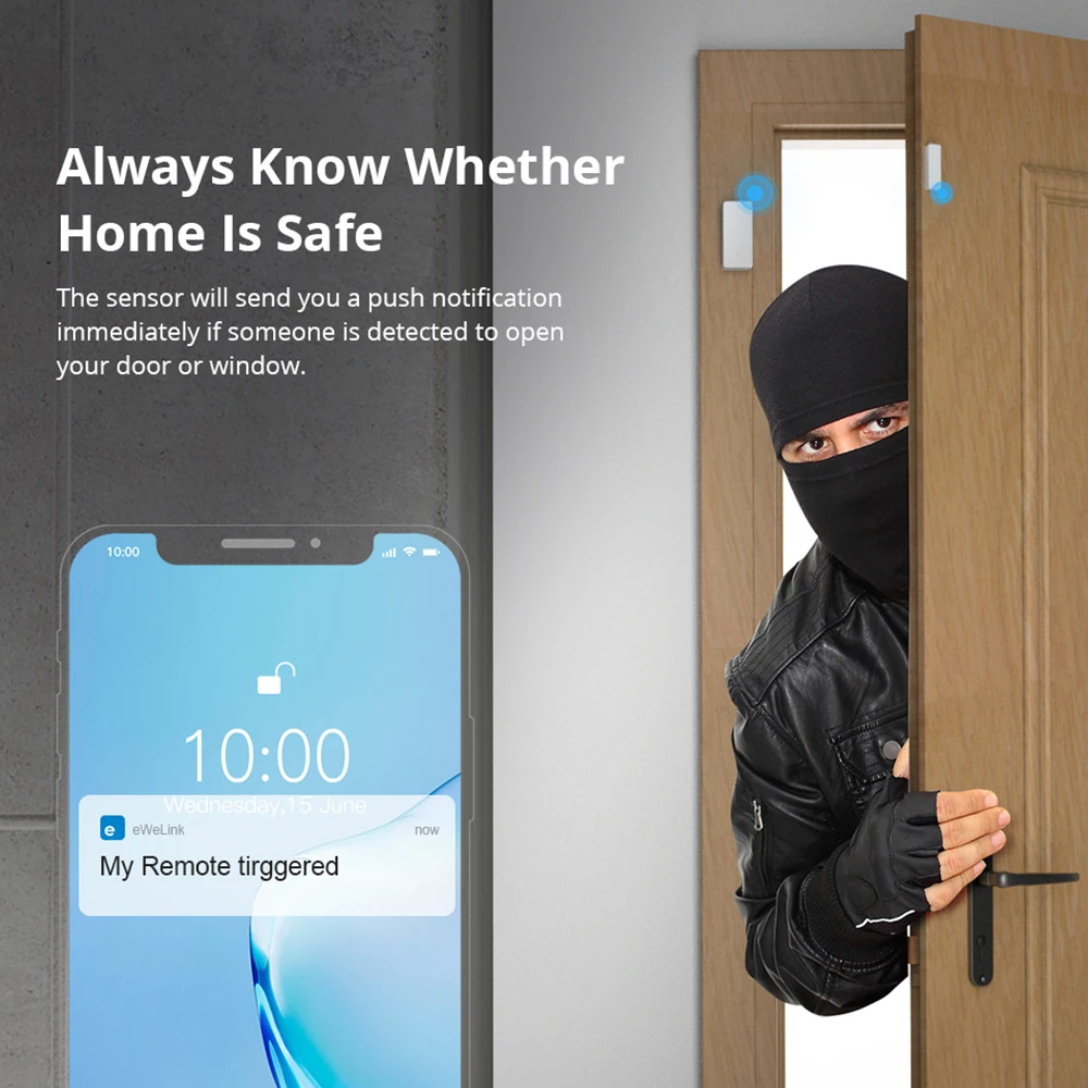 1-10PCS SONOFF DW2-RF 433MHz Wireless Door Window Sensor ทำงานร่วมกับสะพาน SONOFF RF EV1527สมาร์ทฉาก home Security อุปกรณ์