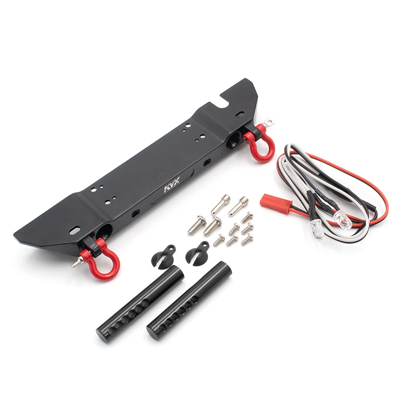 

KYX Racing Alloy Front Bumper with Lights Lamp Upgrades Parts for 1/10 RC Crawler Car Axial SCX10 SCX10 II 90046 Traxxas TRX4