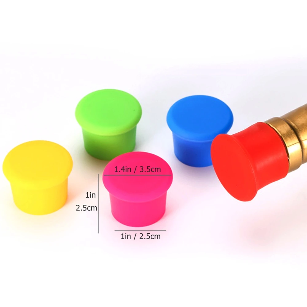 6PCS Wine Stoppers Reusable Silicone Corks Wine Glass Beverages Beer Champagne Kitchen Bottles Caps for Corks to Keep Wine Fresh