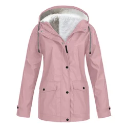 Chaqueta con capucha de terciopelo para mujer, abrigo impermeable a prueba de viento para exteriores, montañismo, Otoño e Invierno