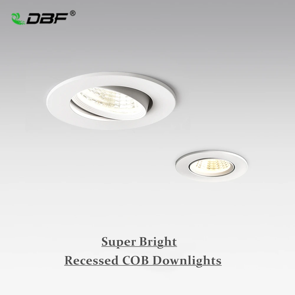 [DBF]Dimmable COB Recessed Downlight 5W 7W 10W 12W White/Black Body Ceiling Spot Light with 90-265V LED Driver 3000K 4000K 6000K