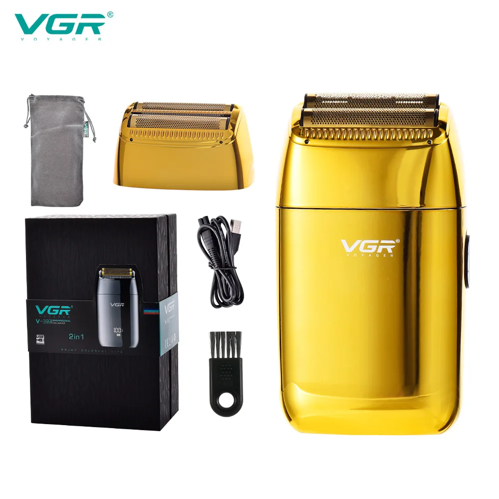 VGR 399 rasoio elettrico cura personale USB Mini rasoio ricaricabile portatile custodia in pelle interamente in metallo alternativa V399
