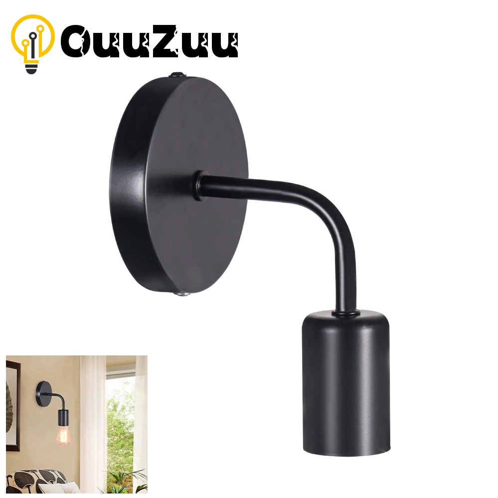 E27 Nordic Modern Wall Lamp Iron Black Indoor Lighting Bedside Bathroom Bedroom Lamp Sconce Wall Light Fixture Industrial Decor