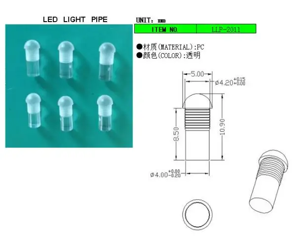 100PC Clear color waterproof LIGHT PIPE FOR 4MM Led Diode LED Tube Lampshade Replace LLP-2011