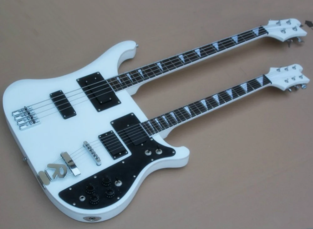 

Factory Outlet-Free Shipping White 4+6 Strings Double Necks Electric Guitar with Rosewood Fretboard