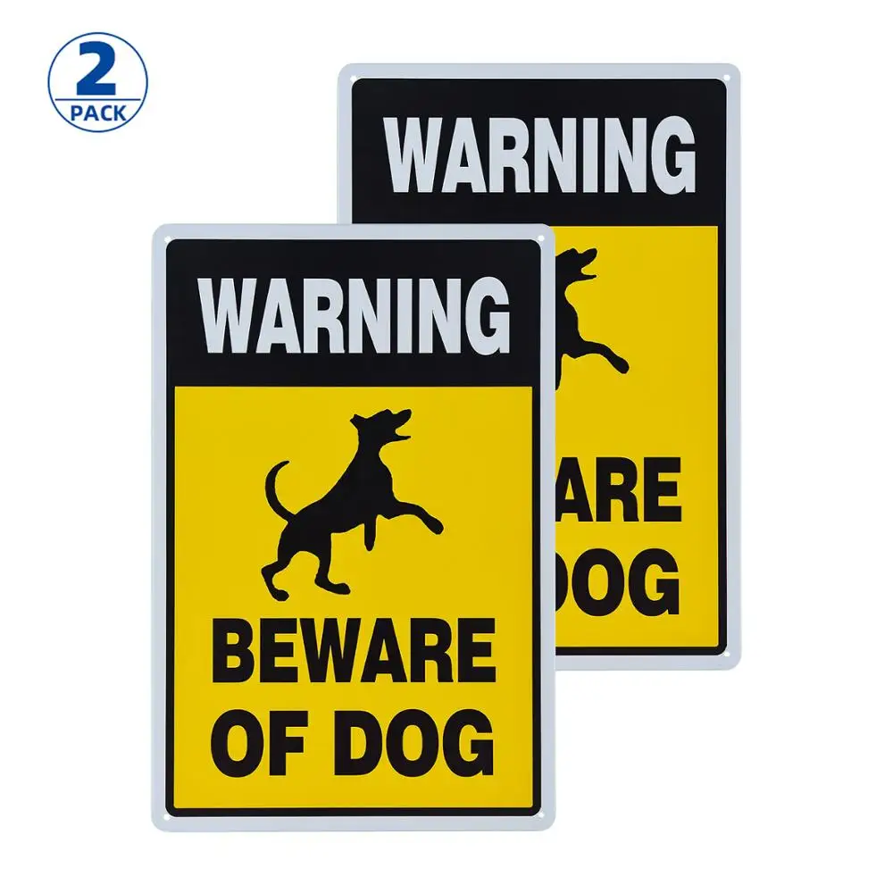 DL-2-Pack Beware of Dog Sign, 12*8 inch, UV Printed, Easy to Mount Weather Resistant