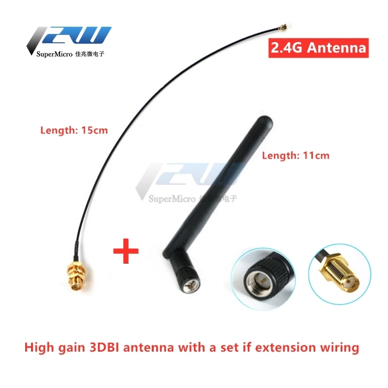 2.4GHz 3dBi WiFi 2.4g Antenna Aerial RP-SMA Male Wireless Router+ 17cm PCI U.FL IPEX to RP SMA Male Pigtail Cable  ESP8266 ESP32