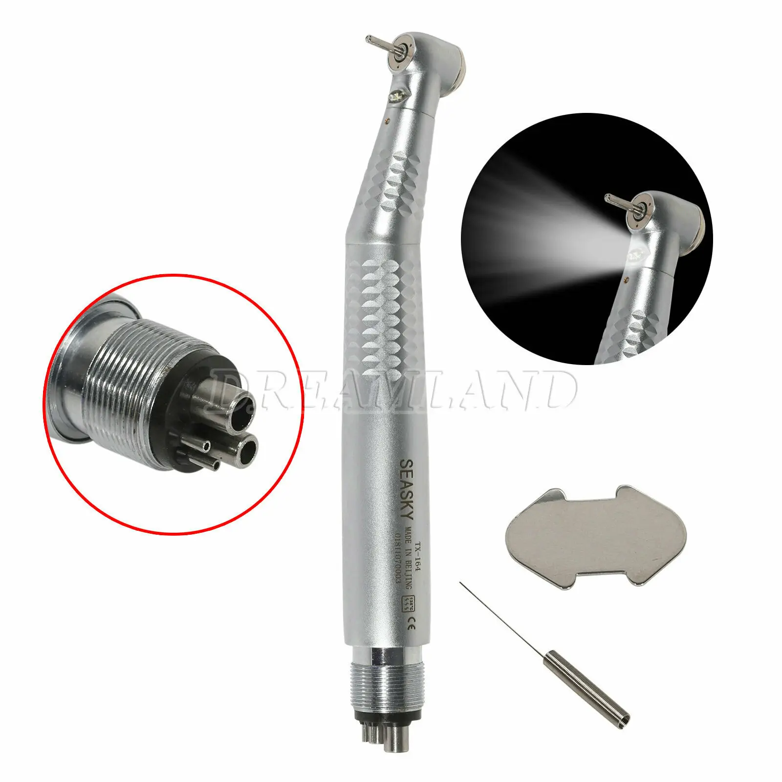 

Dental High Speed LED Fiber Optic Handpiece 4Hole E-generator Air Turbine Push Button Fit Nsk