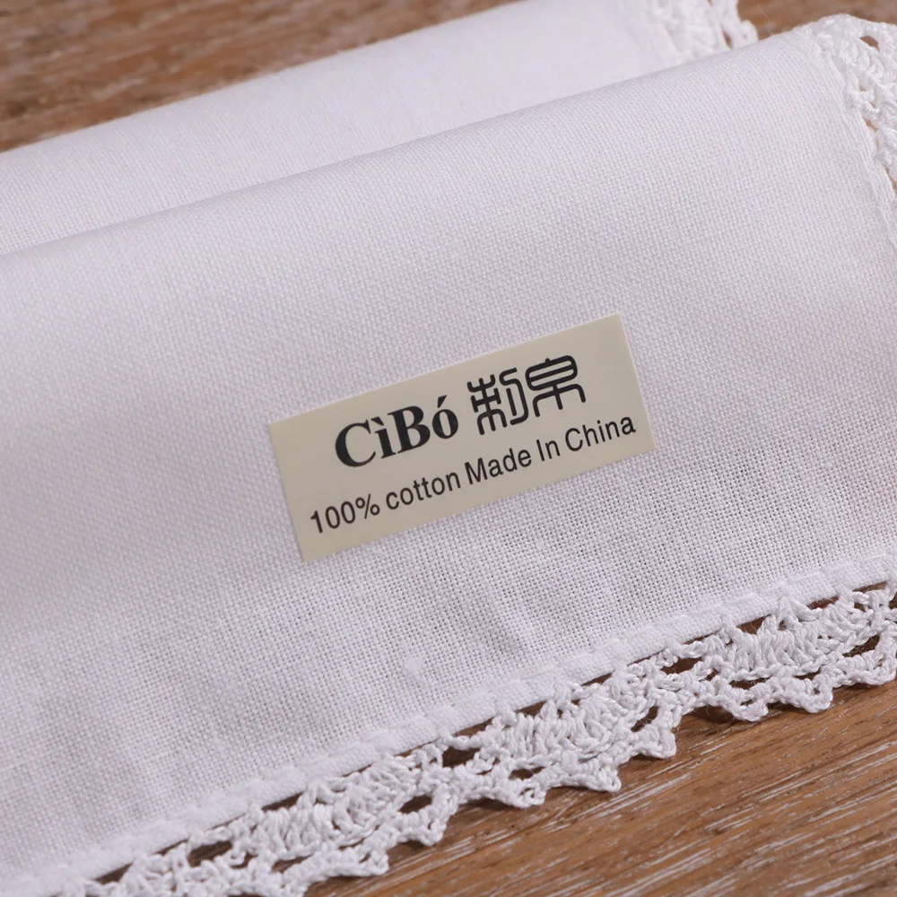 N041 : 12 pieces White Cotton hand crochet lace Small size table napkin Dinner Napkins