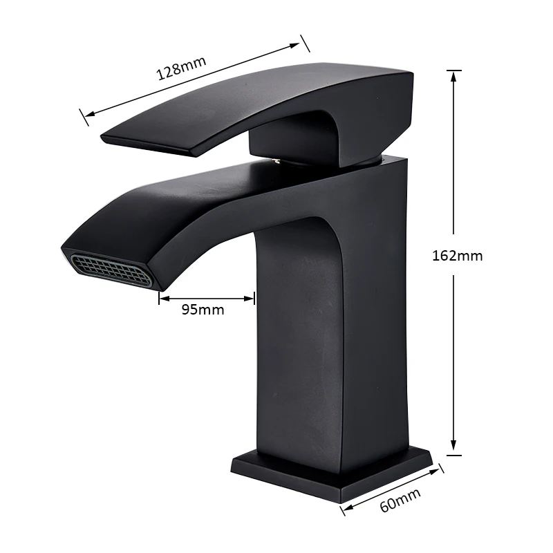 

Vidric Black White Basin Faucets Waterfall Bathroom Sink Mixer Tap Single Hole Single Handle Mixer Tap Black Water Basin Mixer