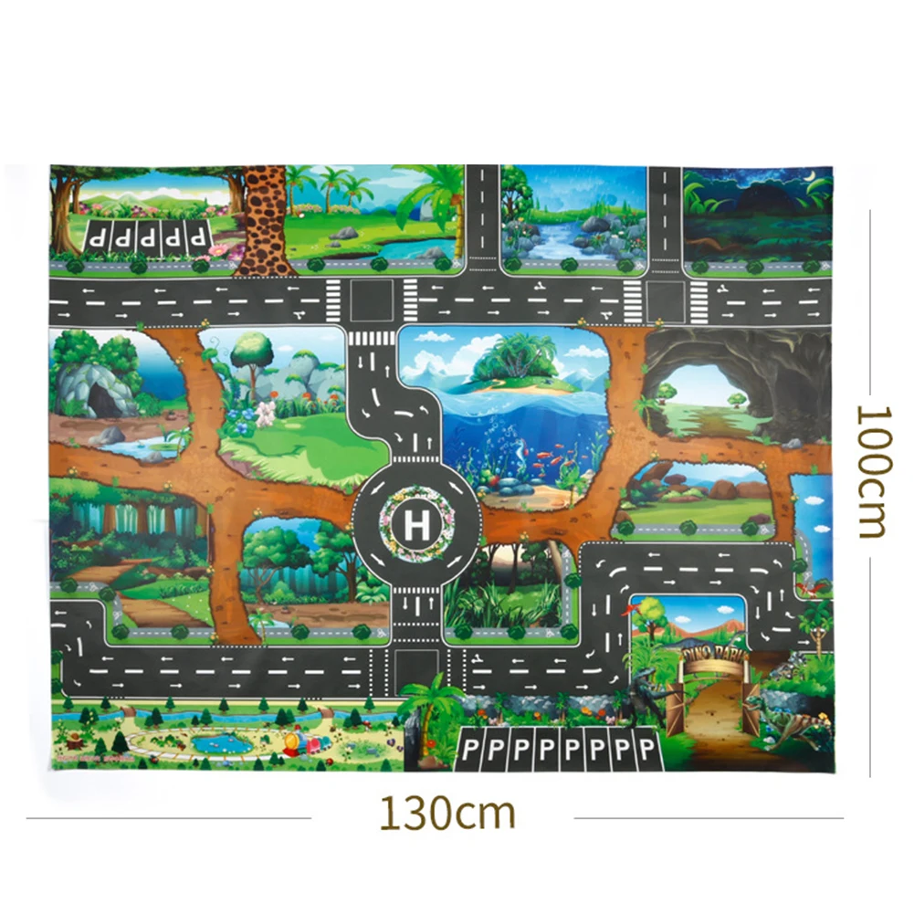 Play Mat 100x130cm Traffic Route Dinosaur World Pattern  Pad Carpet Room Decor Playmat Play orthopedic rug for children