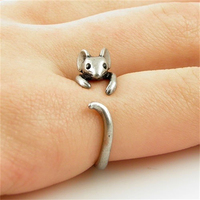 Antique Silver Color Mouse Open Ring For Women Creative Cute Little Animal Adjustable Rings Charming Party Fashion Jewelry B125