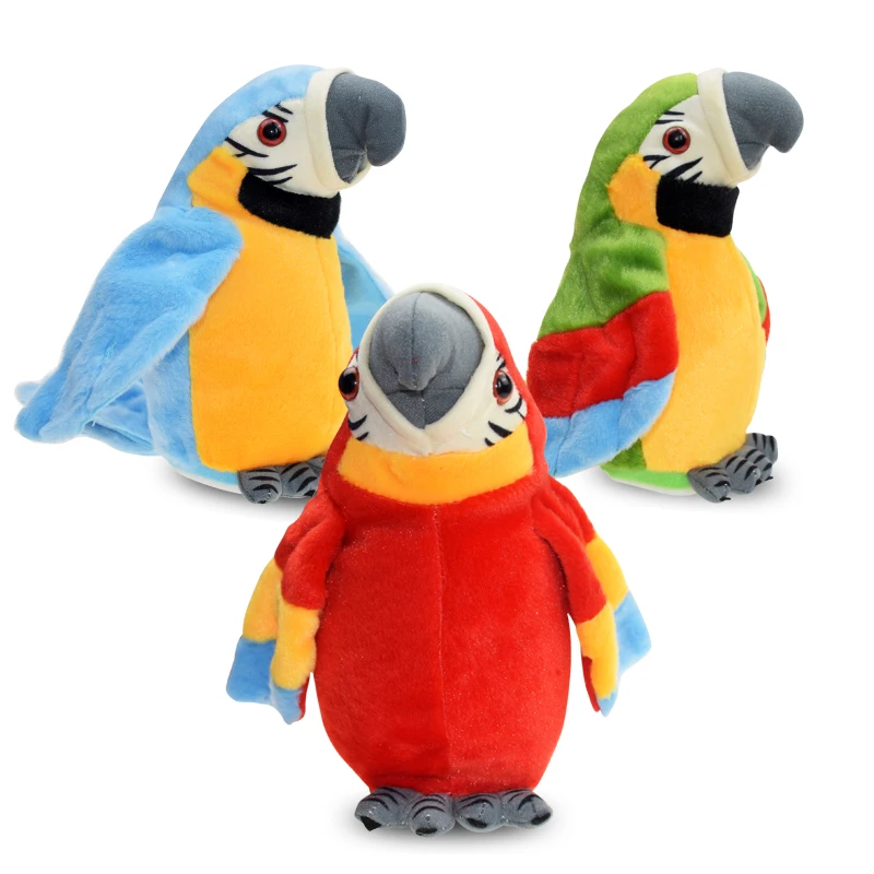 Peluche de loro que habla para niños, juguete de peluche con alas que se repiten