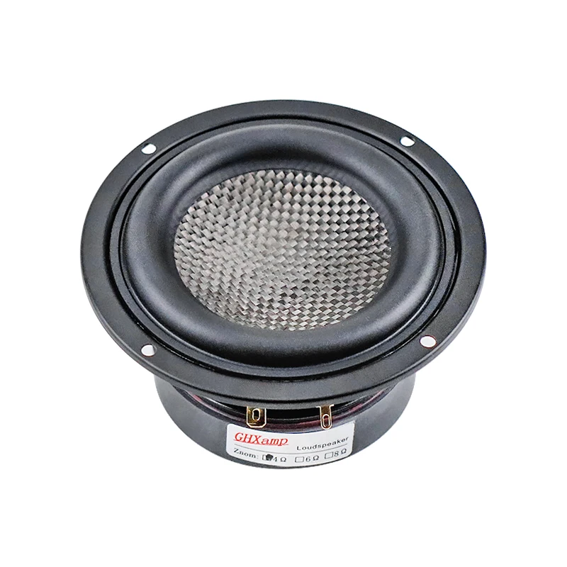 GHXAMP Carbon Fiber Cone HIFI 4 Inch 116mm Subwoofer Bass Speaker Woofer 4OHM 40W Low Frequency Home Car Audio 69Hz-5500HZ 1PC