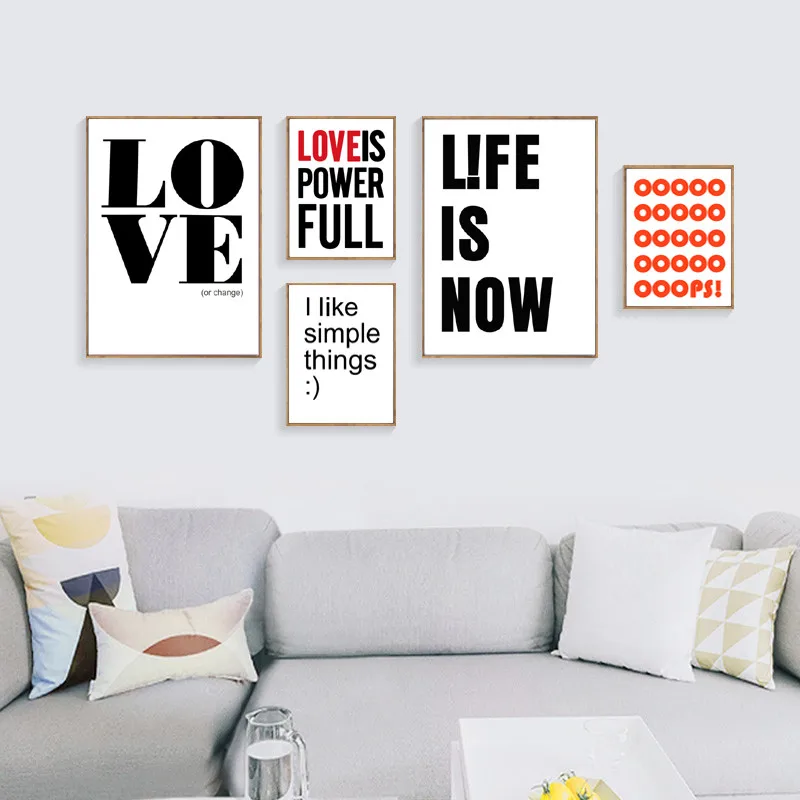 

Classic English Quote Wall Art Prints Love Canvas Painting Life Is Now Wall Poster Home Decor