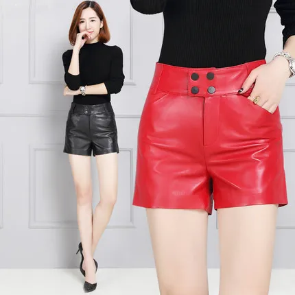 Top brand Women Sheep 2020 Leather Large Size Wide Leg Shorts KS7  high quality