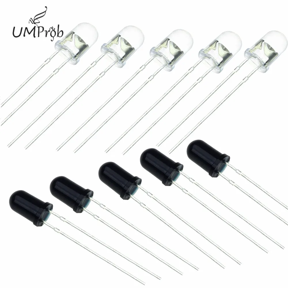 10Pairs 3mm 5mm 940nm LED Infrared Emitter And IR Receiver Diode 301A For Diy Kit School Education lab