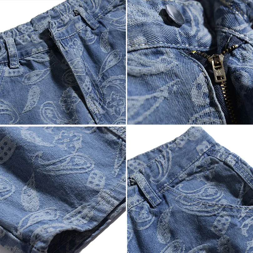 Bandana Baggy Jeans for Men Oversize Pants Spring Embroidery Straight Wide Leg Denim Trousers Hiphop Streetwear Clothes 2023 Y2K