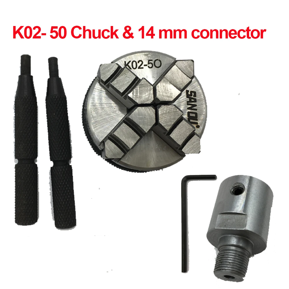 50 mm 2 Zoll DIY-Drehfutter 4-Backen-manuelles Mini-selbstzentrierendes Spannfutter Sanou K02-50 mit Pleuelanschluss für CNC-Holzbearbeitung