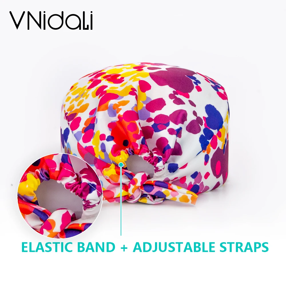 vnidali New Printing Cotton cap scrubs caps women Chemical work hats nursing accessories wholesale