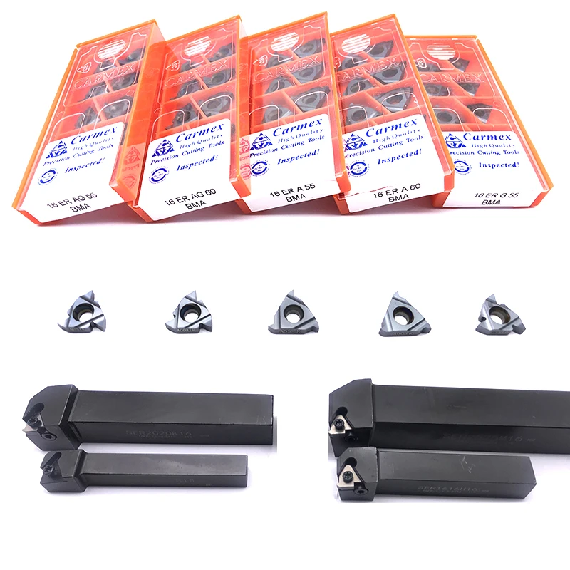 Portaherramientas de torno de inserción de carburo, SER1212H16, SER1616H16, SER2020K16, SER2525M16, 10 unidades, 16ER, AG60, AG55, A60, 1 unidad