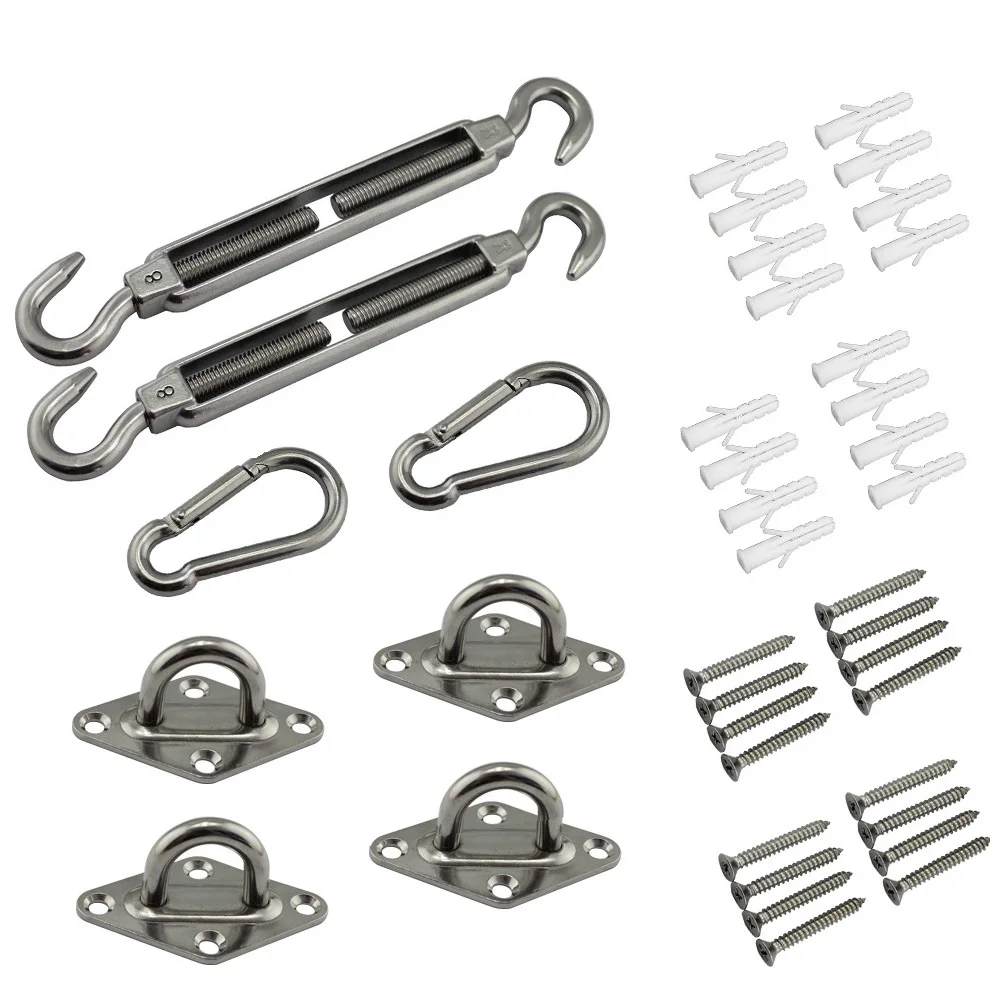 Stainless Steel 304 Triangle Sail Shade Hardware Kit M8/8mm Heavy Duty Sun Sail Hardware Kit