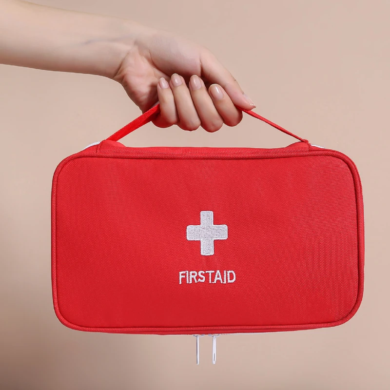 Red Medical Kit Health Monitor Bag Pouch Set with Stethoscope Manometer Tuning Fork LED First Aid Penlight Torch Reflex Hammer