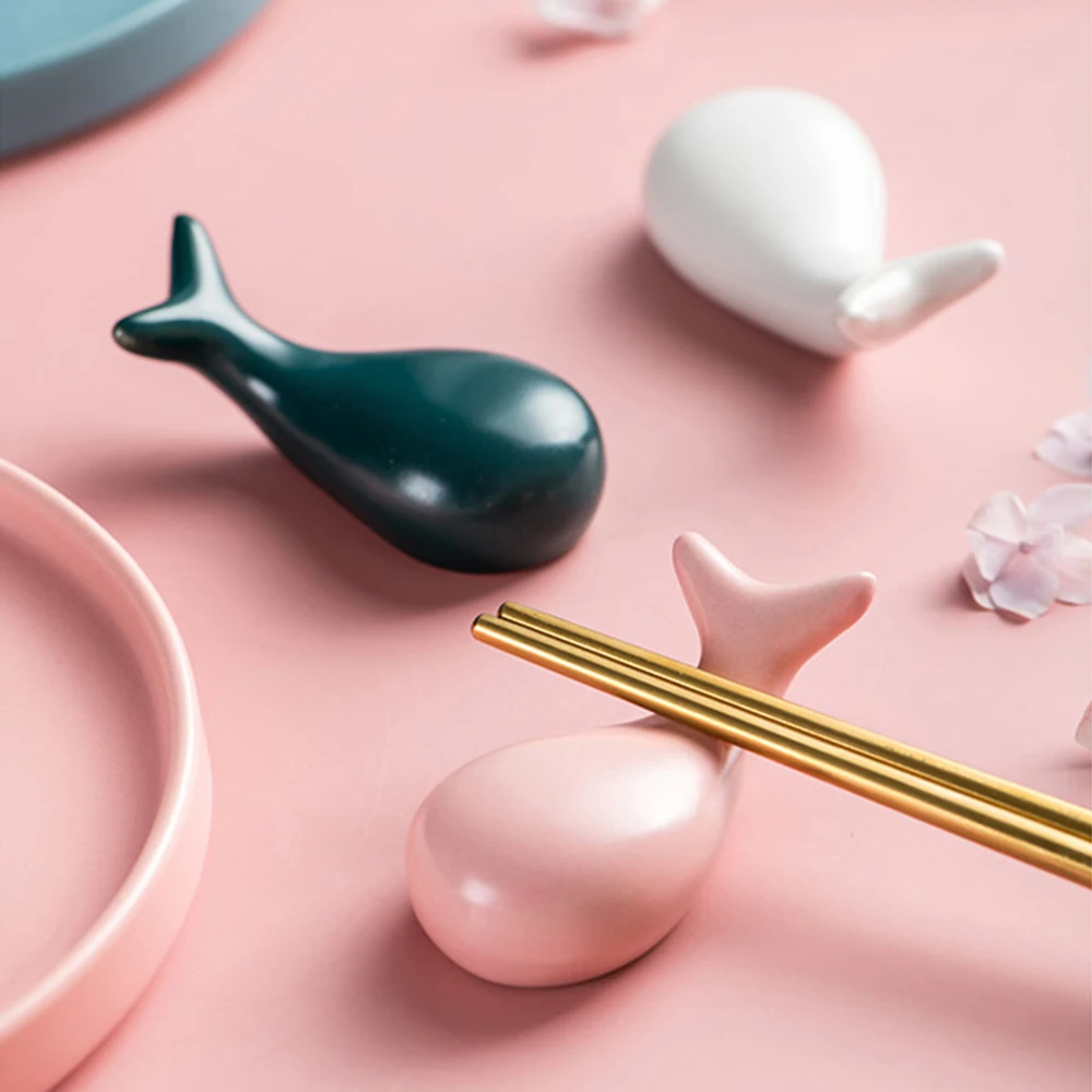 Whale Shape Chopsticks Rest Holder Household Chopstick Pillow Cute Fish Chopsticks Rest Dining Table Ornament Ceramic Crafts